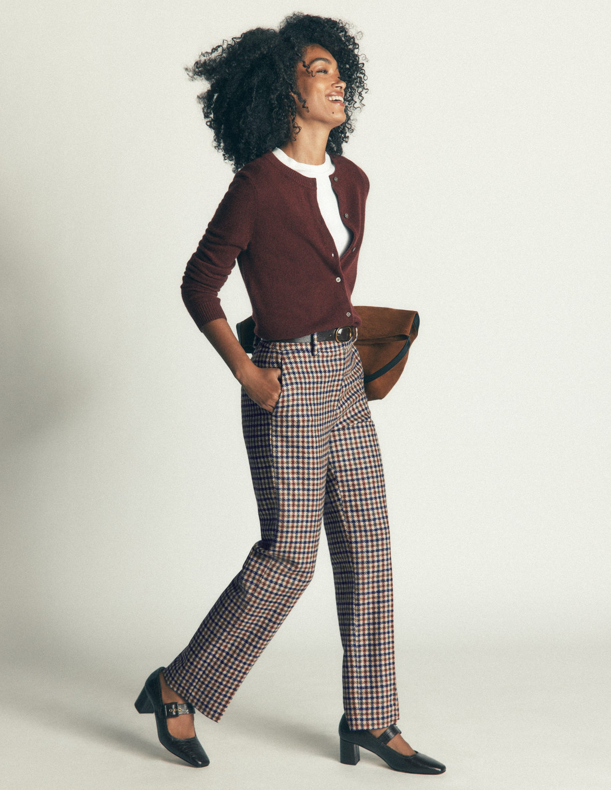 Canonbury Wool Blend Trousers-Ivory, Blue and Maroon Check-5