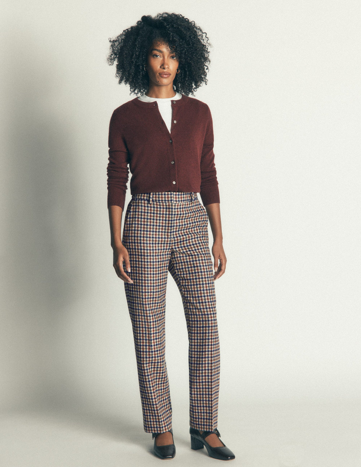 Canonbury Wool Blend Trousers-Ivory, Blue and Maroon Check-7