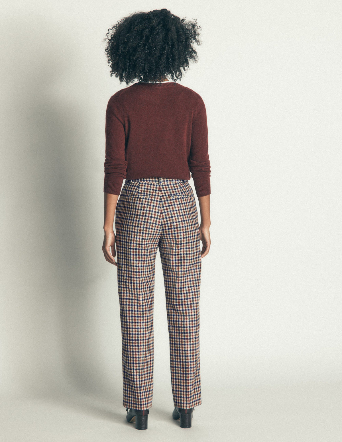 Canonbury Wool Blend Trousers-Ivory, Blue and Maroon Check-8