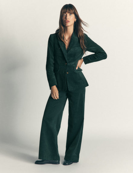 Pantalon Belgravia en velours côtelé-Bleu sarcelle nuit