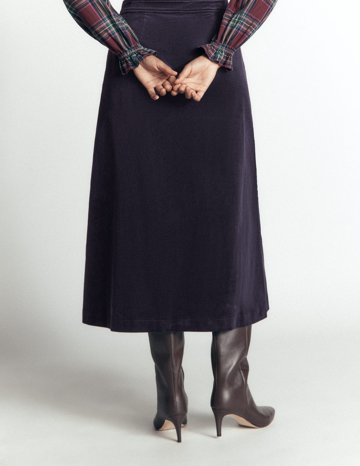 Val Cord-Midirock mit Knopf-Marineblau - Image 3