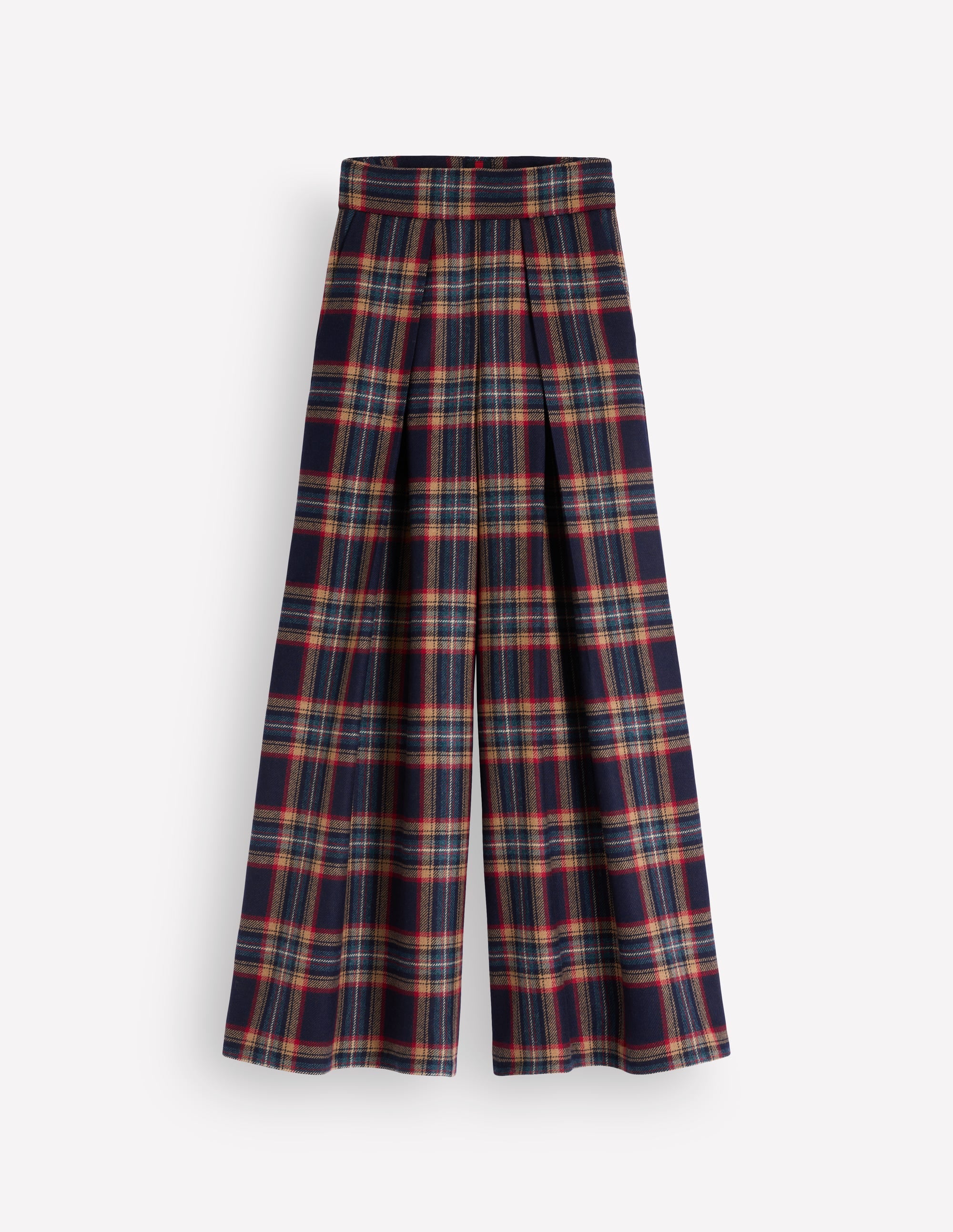 Plissierte Culotte aus Wollmischung-Marineblau, Camel Kariert - Image 7