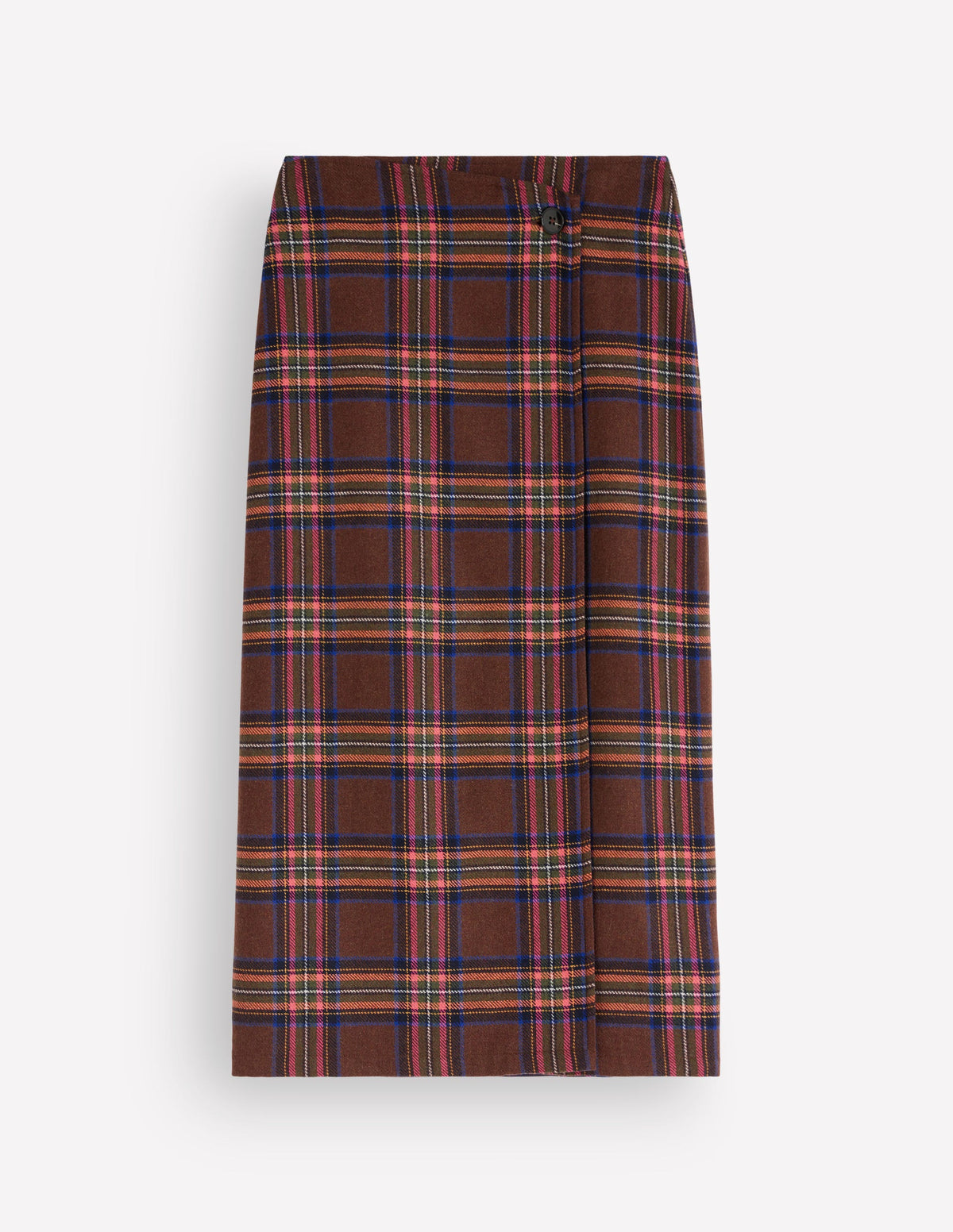 Column Wrap Skirt-Brown, Blue and Orange Check - Image 5