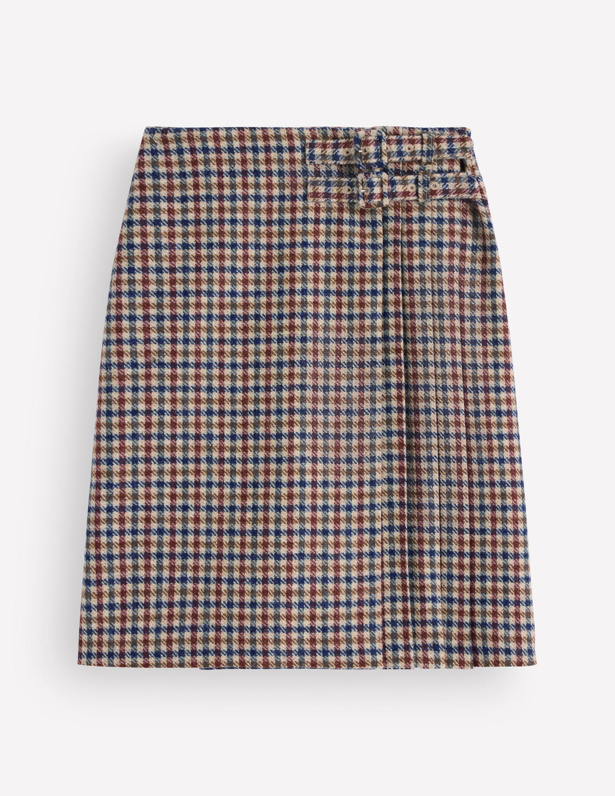 Vera Kilt mit doppelter Schnalle-Naturweiß, Blau, Kastanienbraun Kariert-5