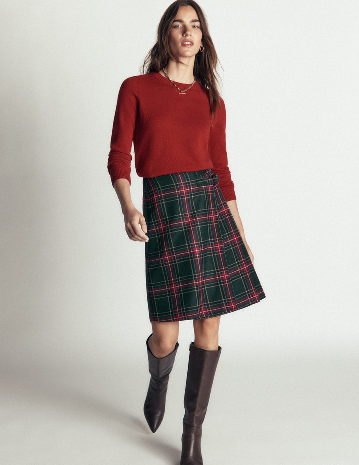 Vera Kilt mit doppelter Schnalle-Grün, Marineblau und Rot Kariert