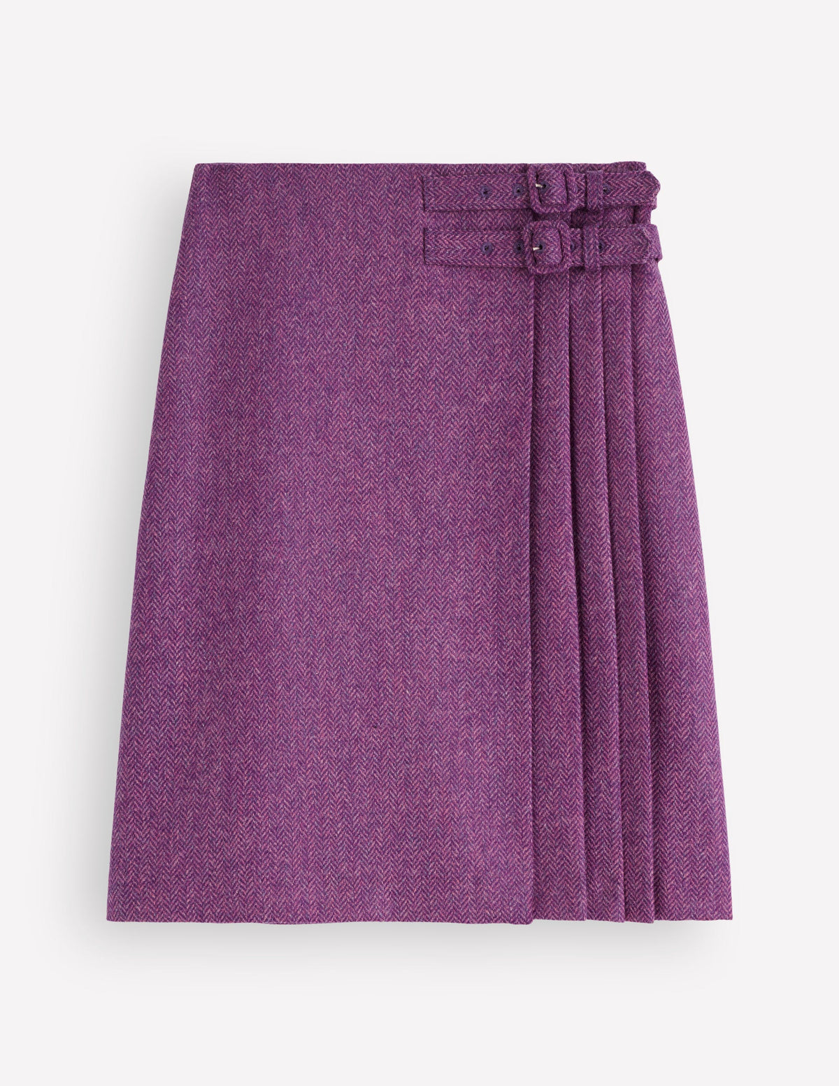 Vera Kilt mit doppelter Schnalle-Lila mit Fischgrätmuster-6
