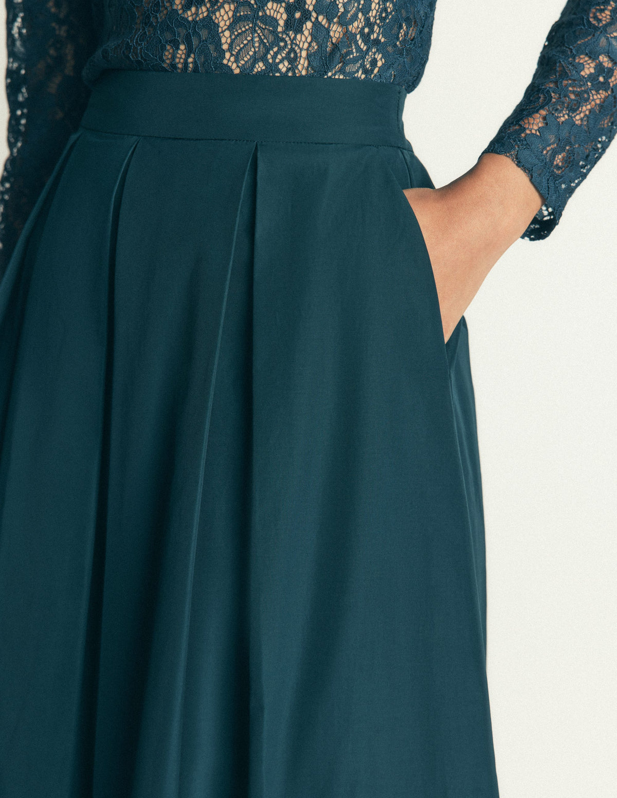 Jupe midi Verity en taffetas-Océan bleu sarcelle - Image 2