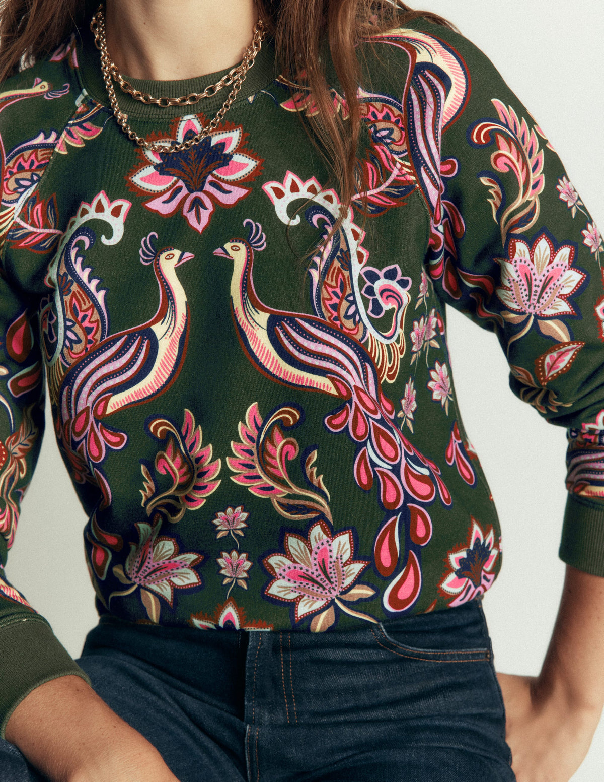 Sweat Rosa à imprimé-Motif Peacock Paradise placé - Image 2
