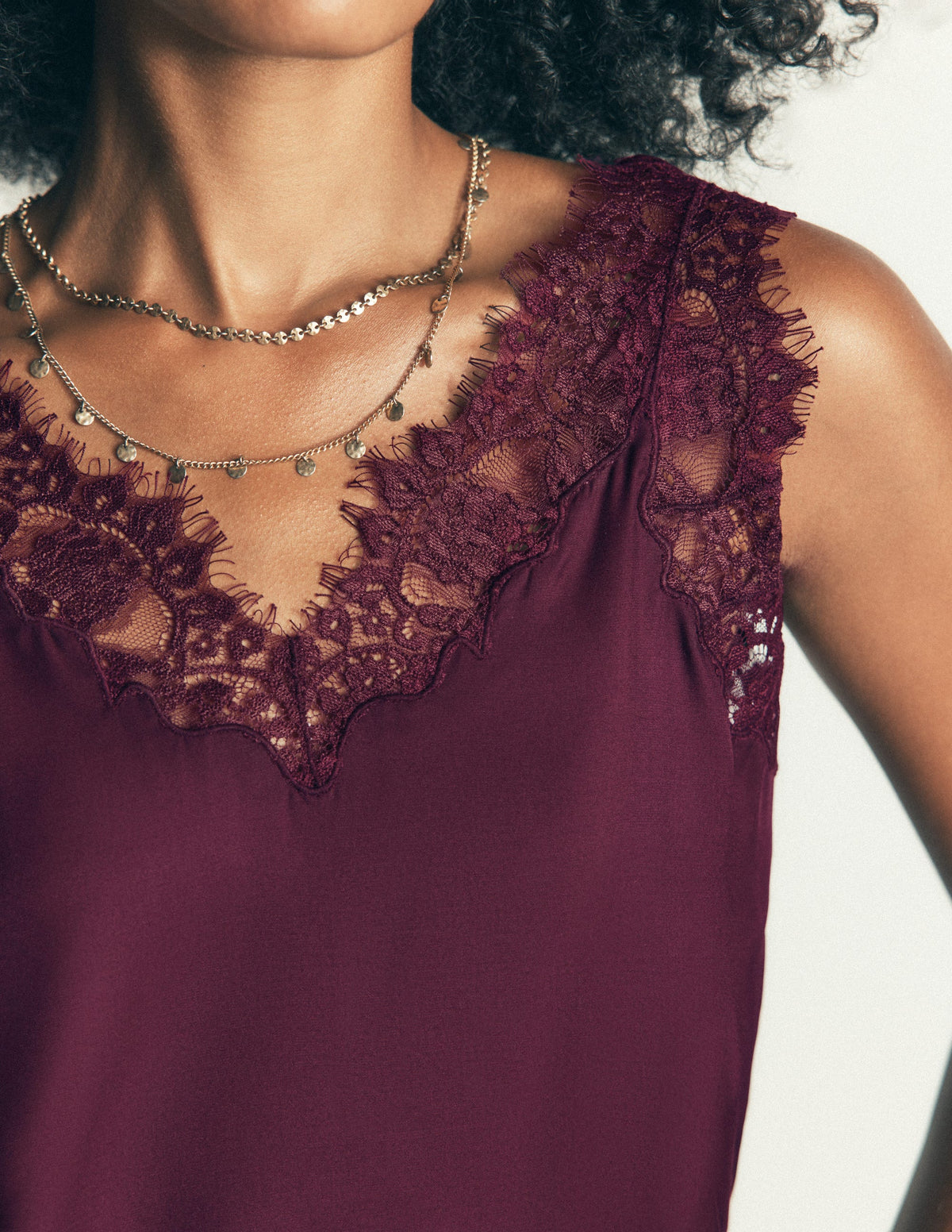 Ara Camisole-Top aus Seidenmischung mit Spitze-Bordeauxrot - Image 2