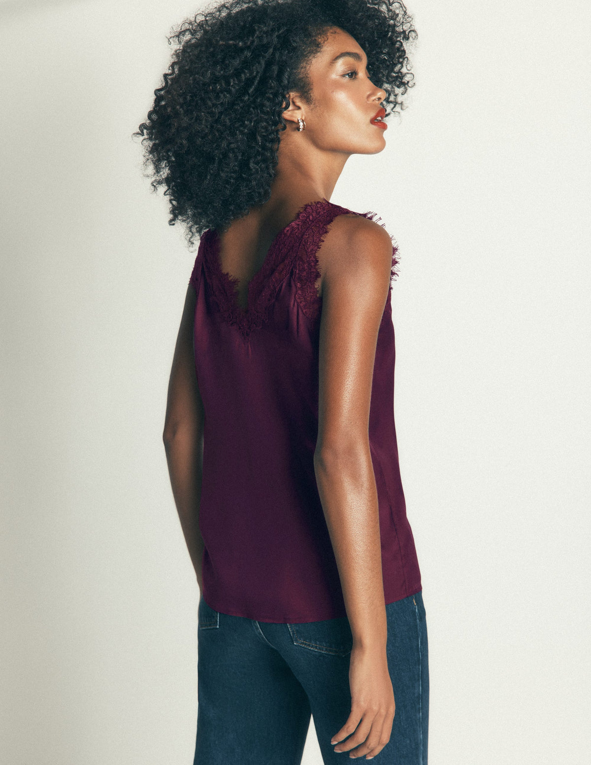 Ara Camisole-Top aus Seidenmischung mit Spitze-Bordeauxrot-3