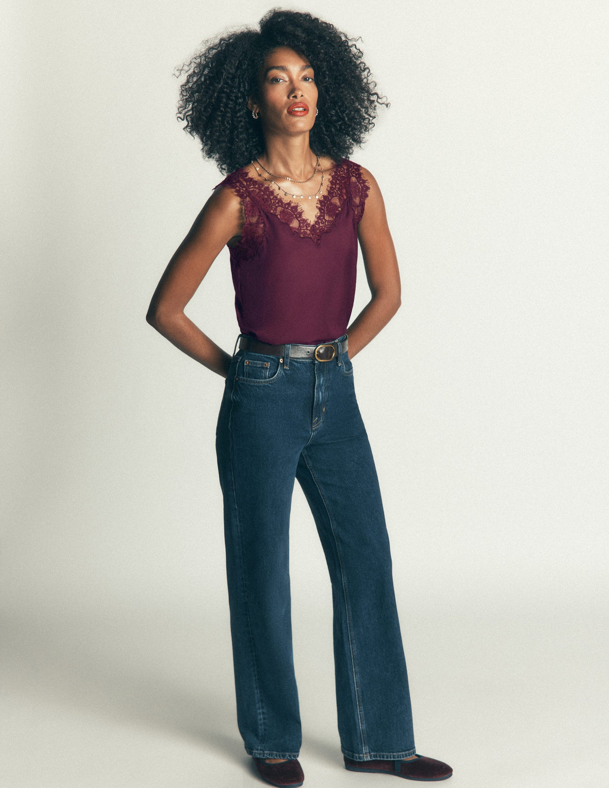 Ara Camisole-Top aus Seidenmischung mit Spitze-Bordeauxrot - Image 4