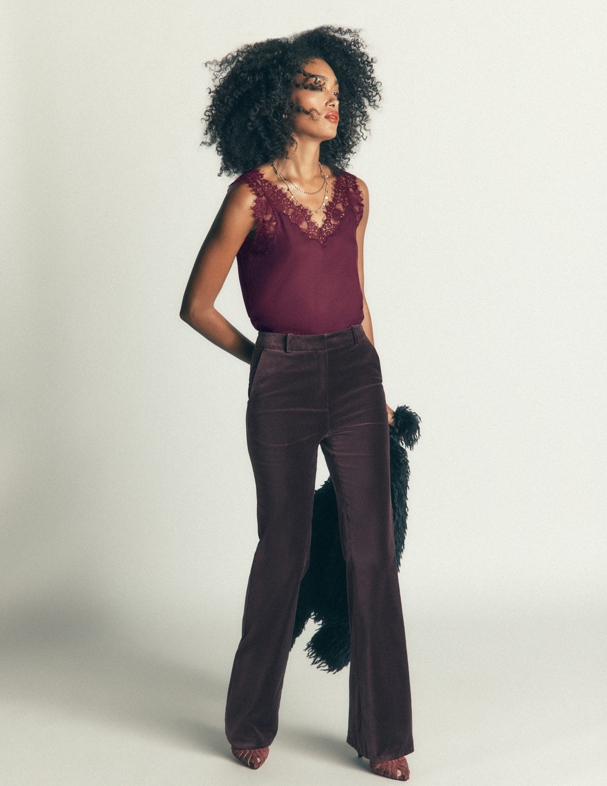 Ara Camisole-Top aus Seidenmischung mit Spitze-Bordeauxrot - Image 5