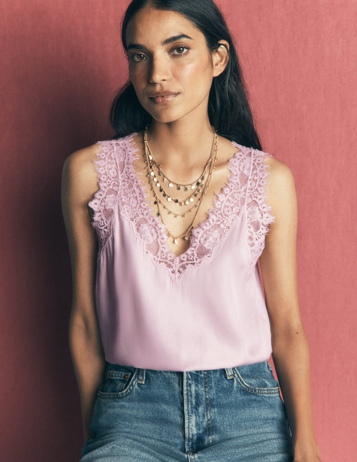 Ara Camisole-Top aus Seidenmischung mit Spitze-Quarzrosa - Image 1