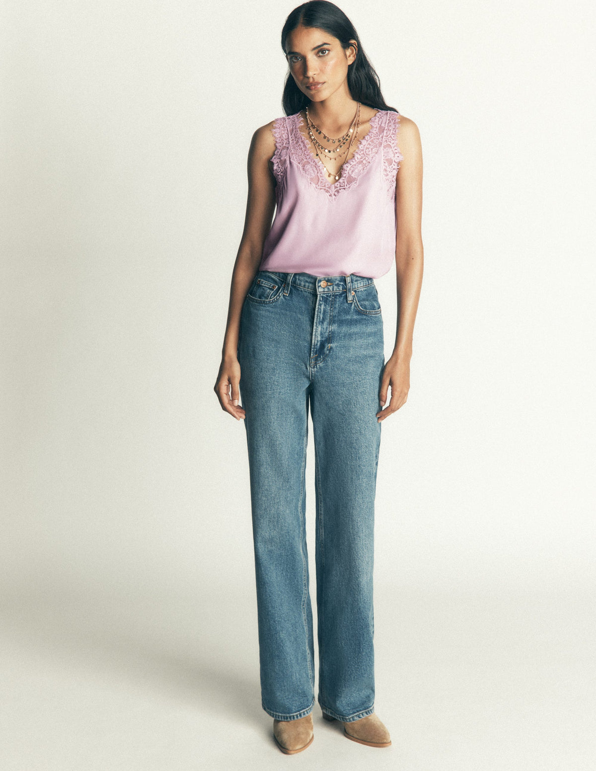 Ara Camisole-Top aus Seidenmischung mit Spitze-Quarzrosa - Image 4