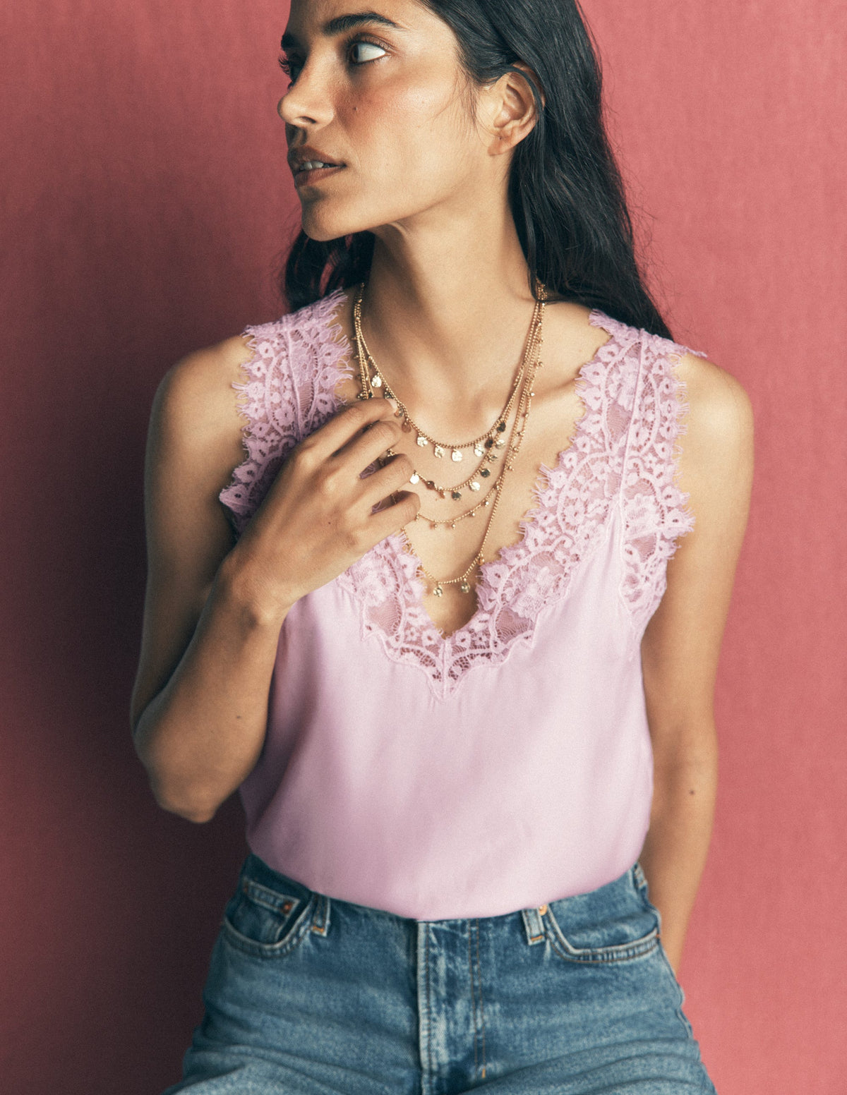 Ara Camisole-Top aus Seidenmischung mit Spitze-Quarzrosa-5