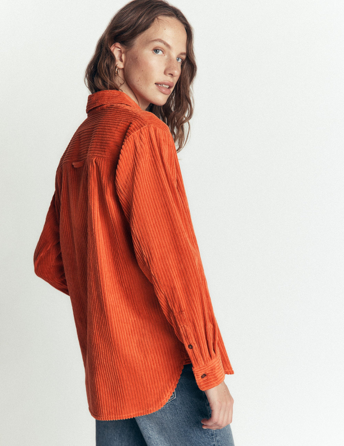 Chemise Sienna décontractée en velours côtelé-Gingembre - Image 3