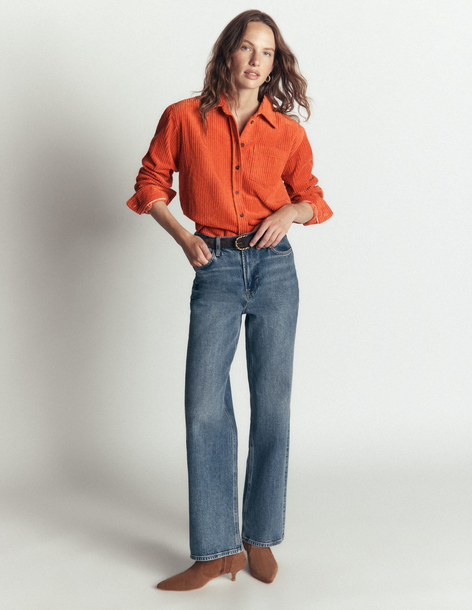 Chemise Sienna décontractée en velours côtelé-Gingembre - Image 4