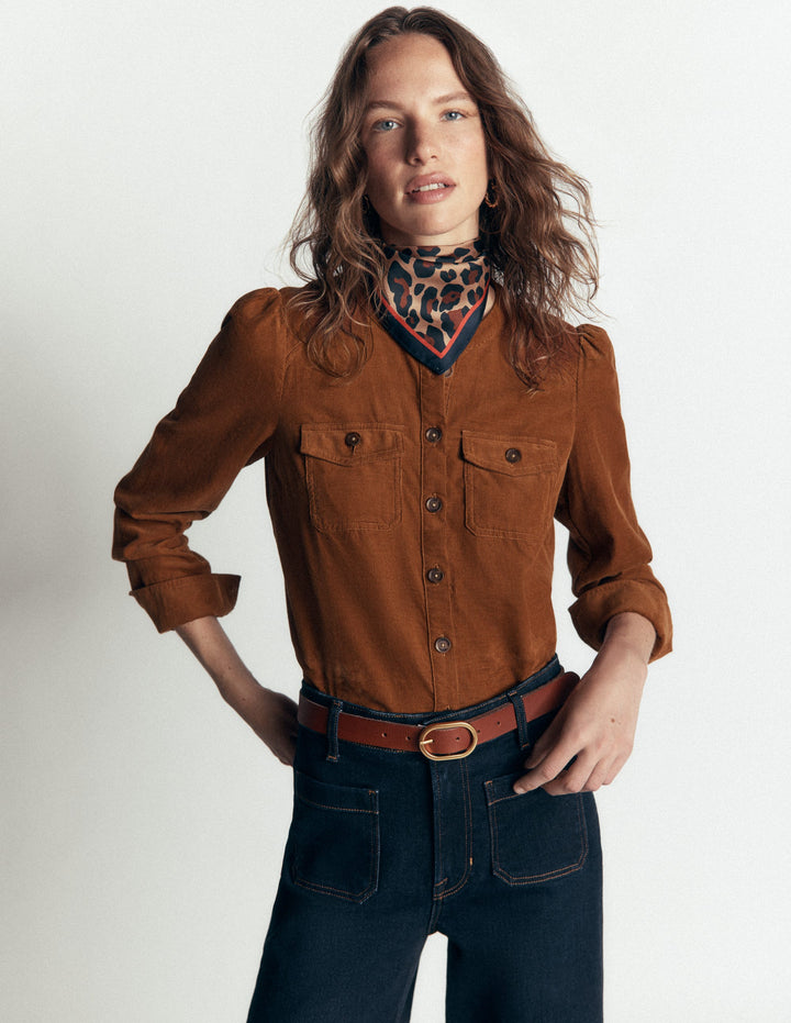 Chemise Thea en velours côtelé-Gingembre