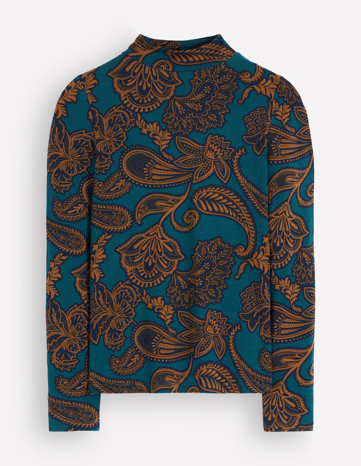 High Neck Jersey Top-Legion Blue, Paisley Bouquet - Image 6