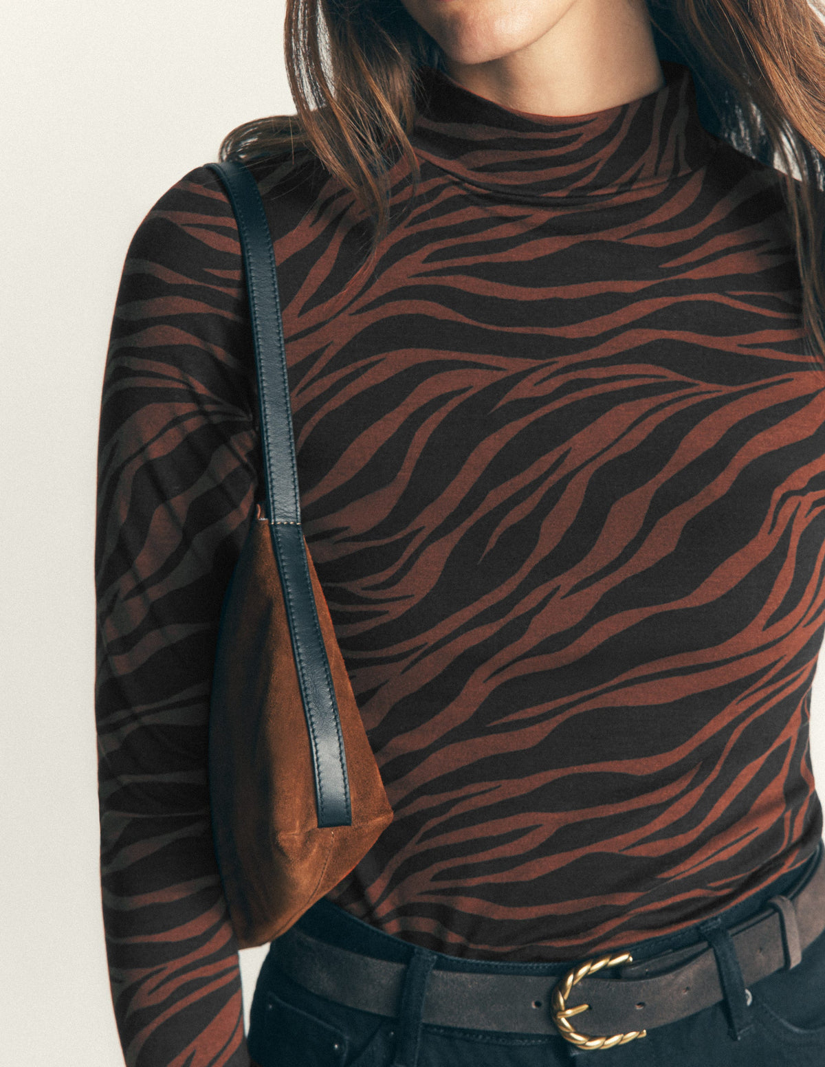 Hochgeschlossen, langärmlig-Blumenerde, Zebra Swirl-Motiv-2