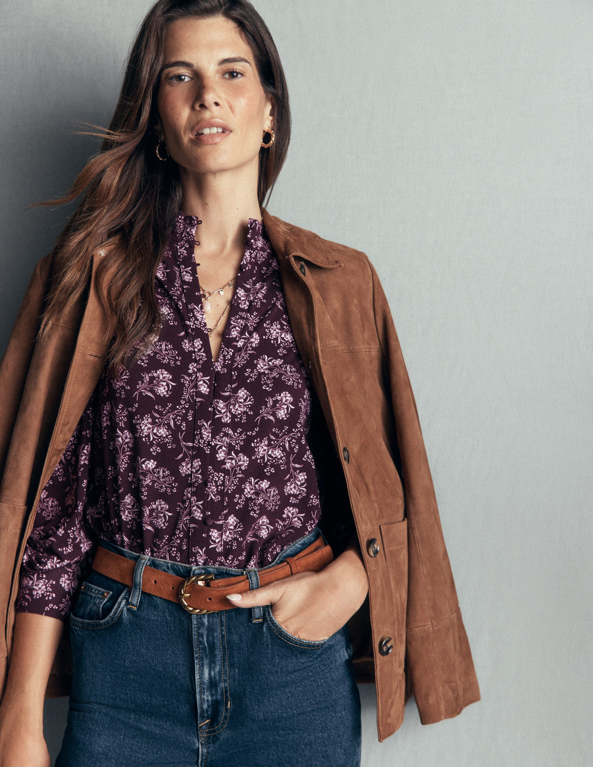 Bluse mit langen Manschetten und halber Knopfleiste-Fudge, Verzauberte Zweige - Image 2