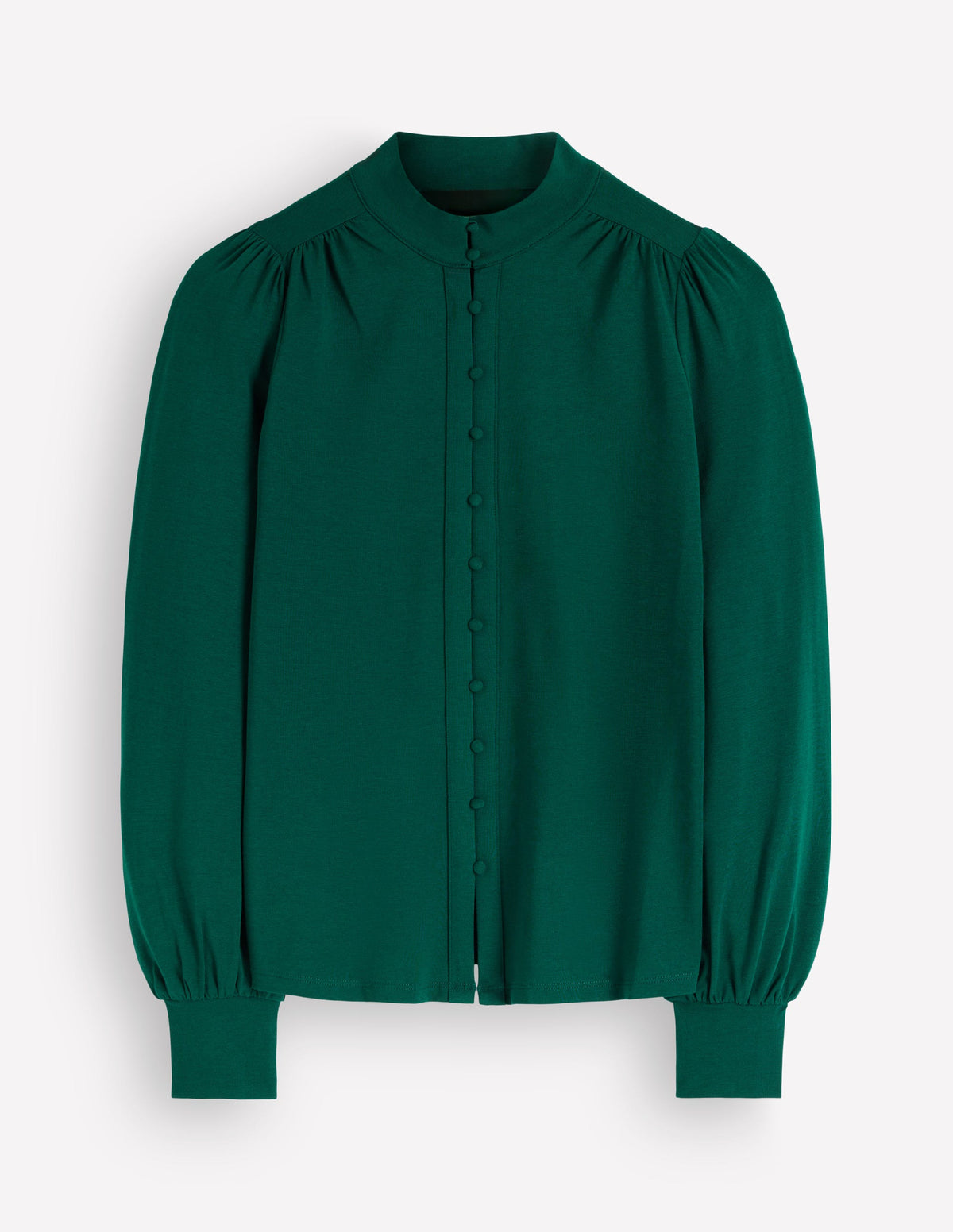 Blouse à demi-patte de boutonnage et manchettes profondes-Émeraude nocturne - Image 4