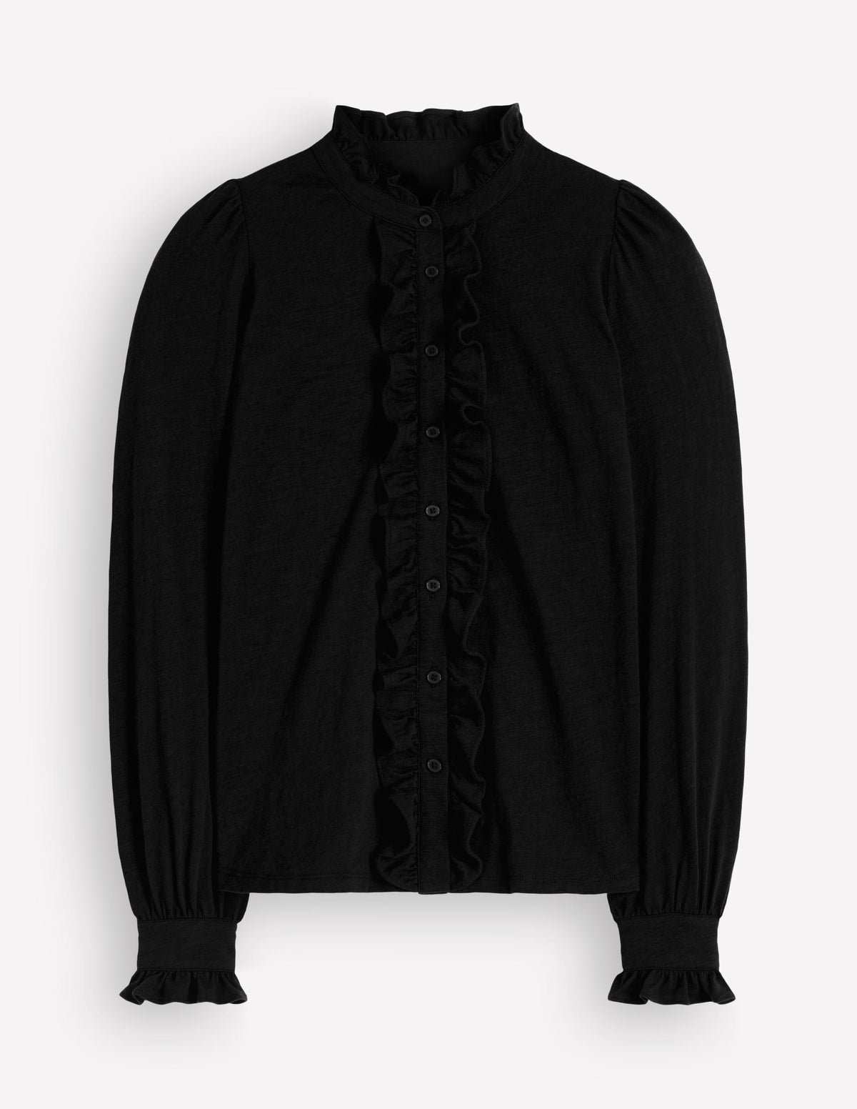 Jersey Frill Blouse-Black-5