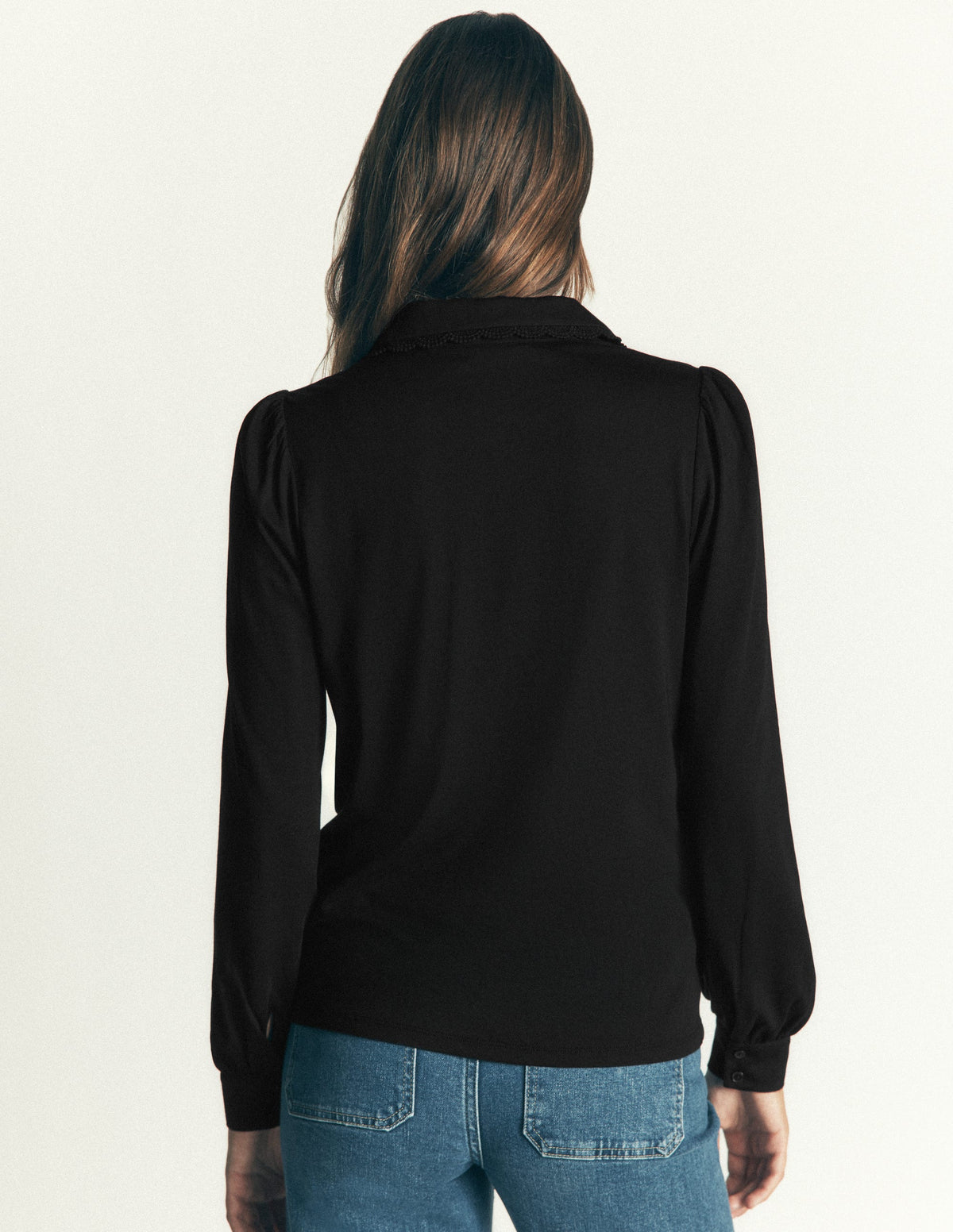 Bluse mit Rüschen und Spitze-Schwarz - Image 3