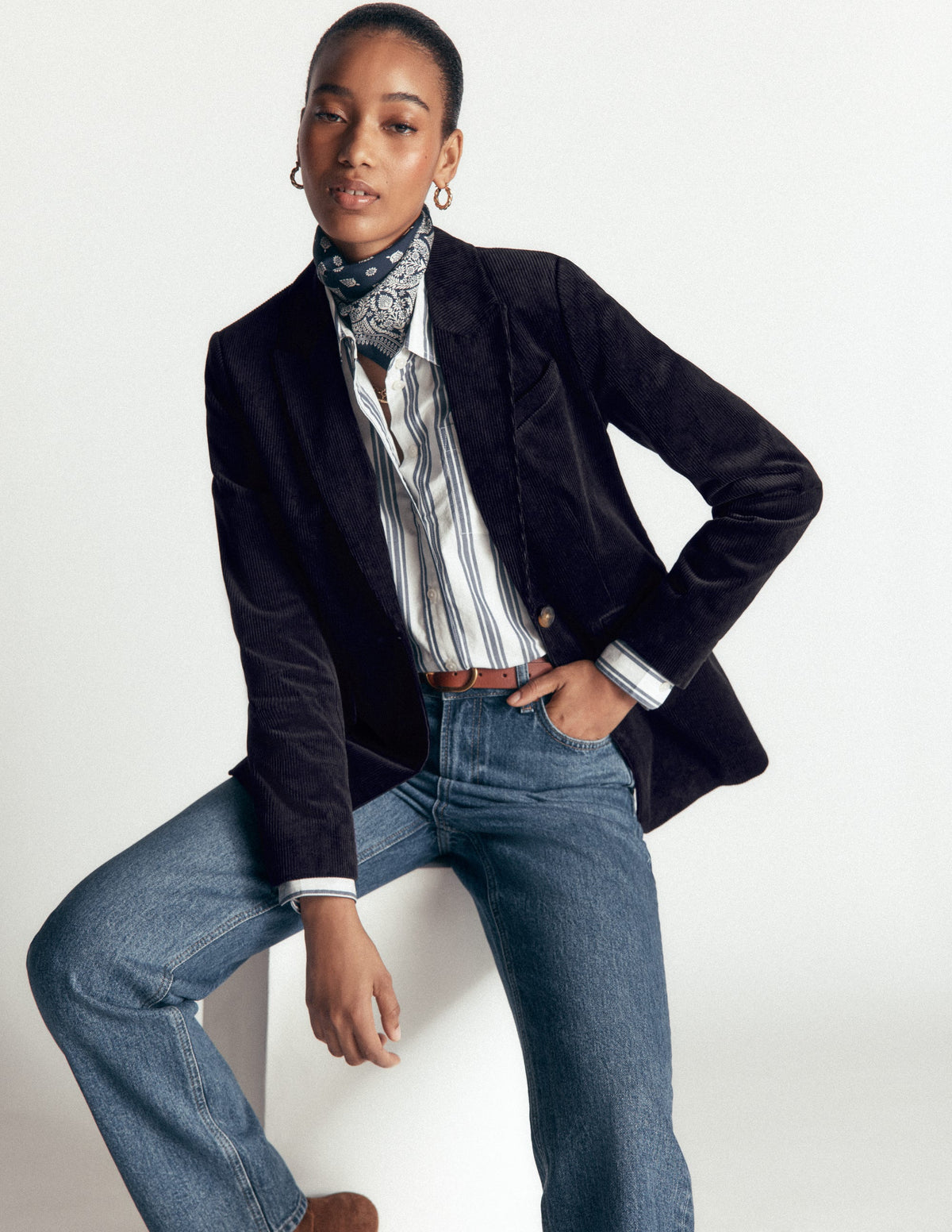 Stamford Cord Blazer-Navy-1