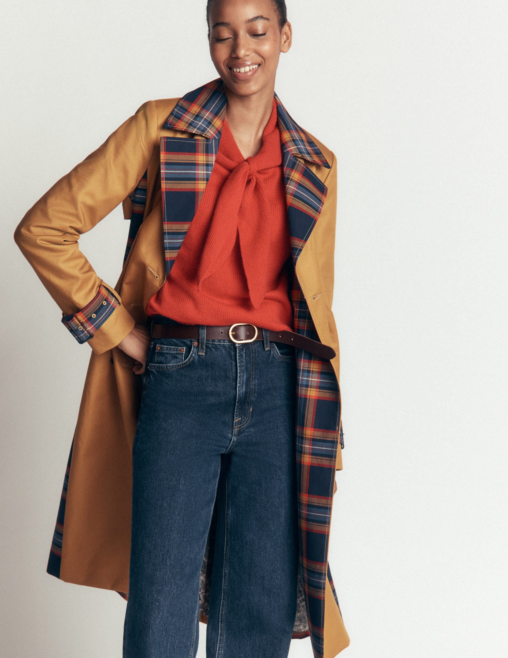 Zweireihiger Trenchcoat-Kamelbraun - Image 2