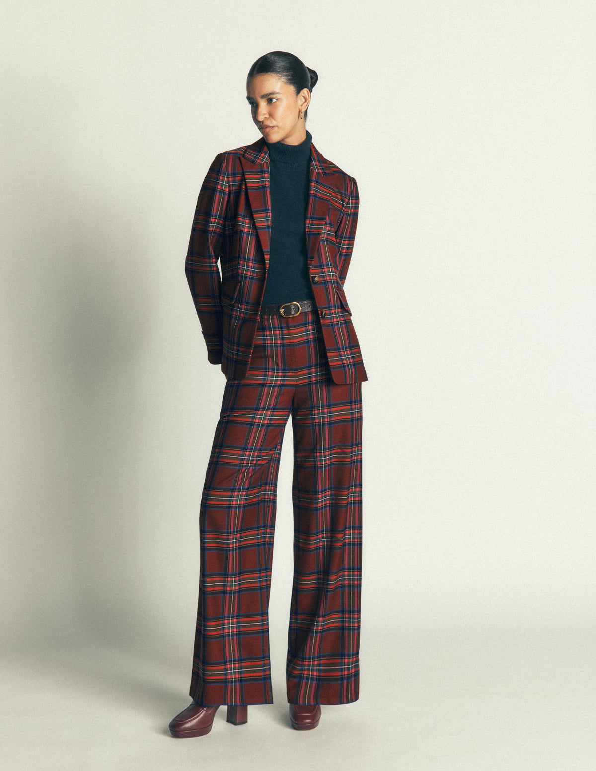 Stamford Wool Blazer-Brown, Blue and Orange Check - Image 4