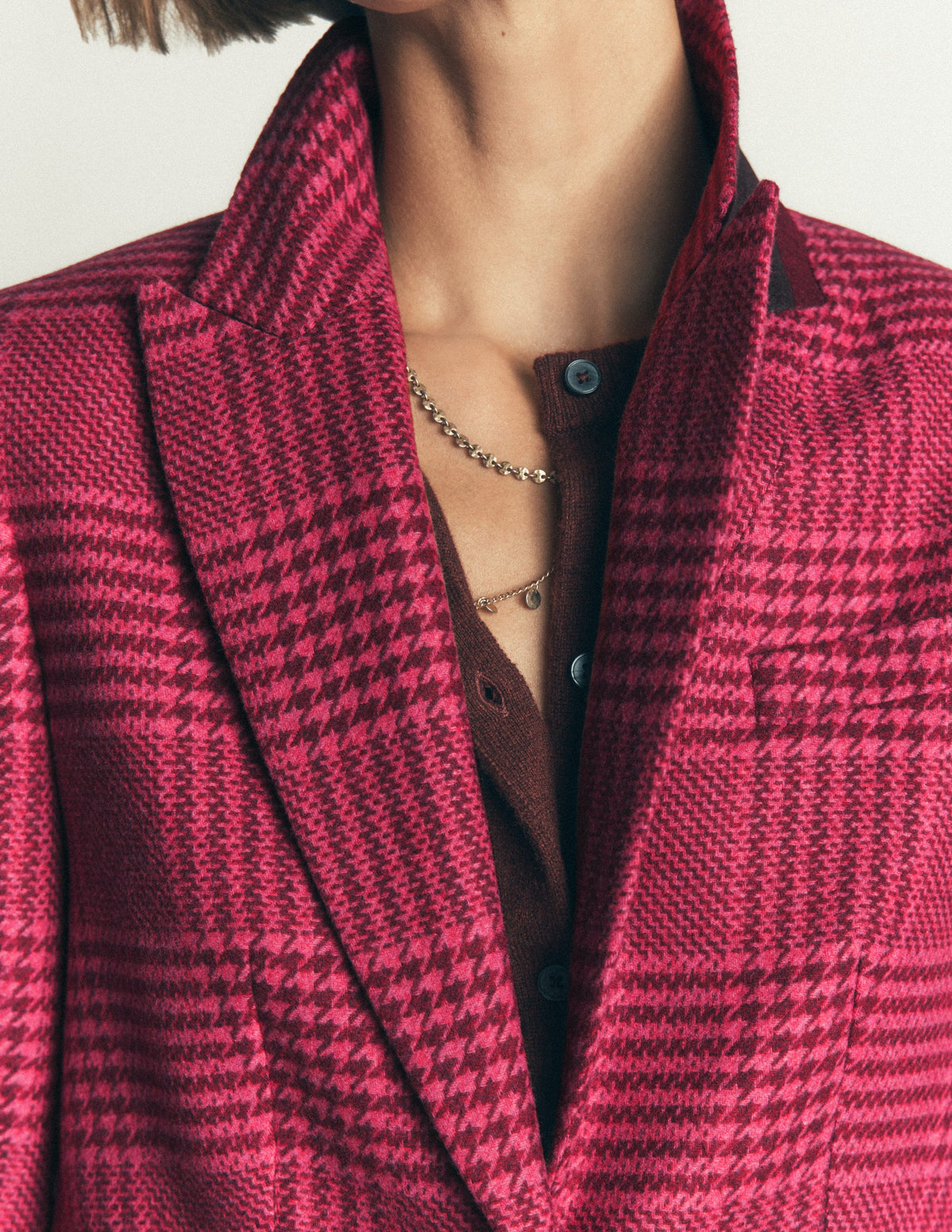Stamford Wollblazer-Rosa und Kastanienbraun Kariert-4