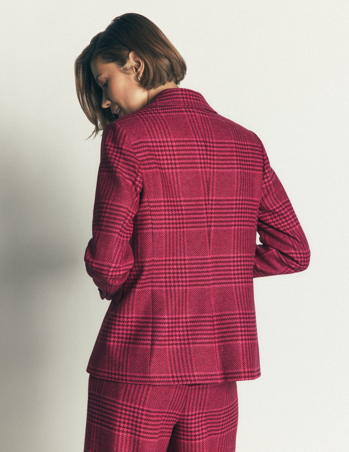 Stamford Wollblazer-Rosa und Kastanienbraun Kariert-5
