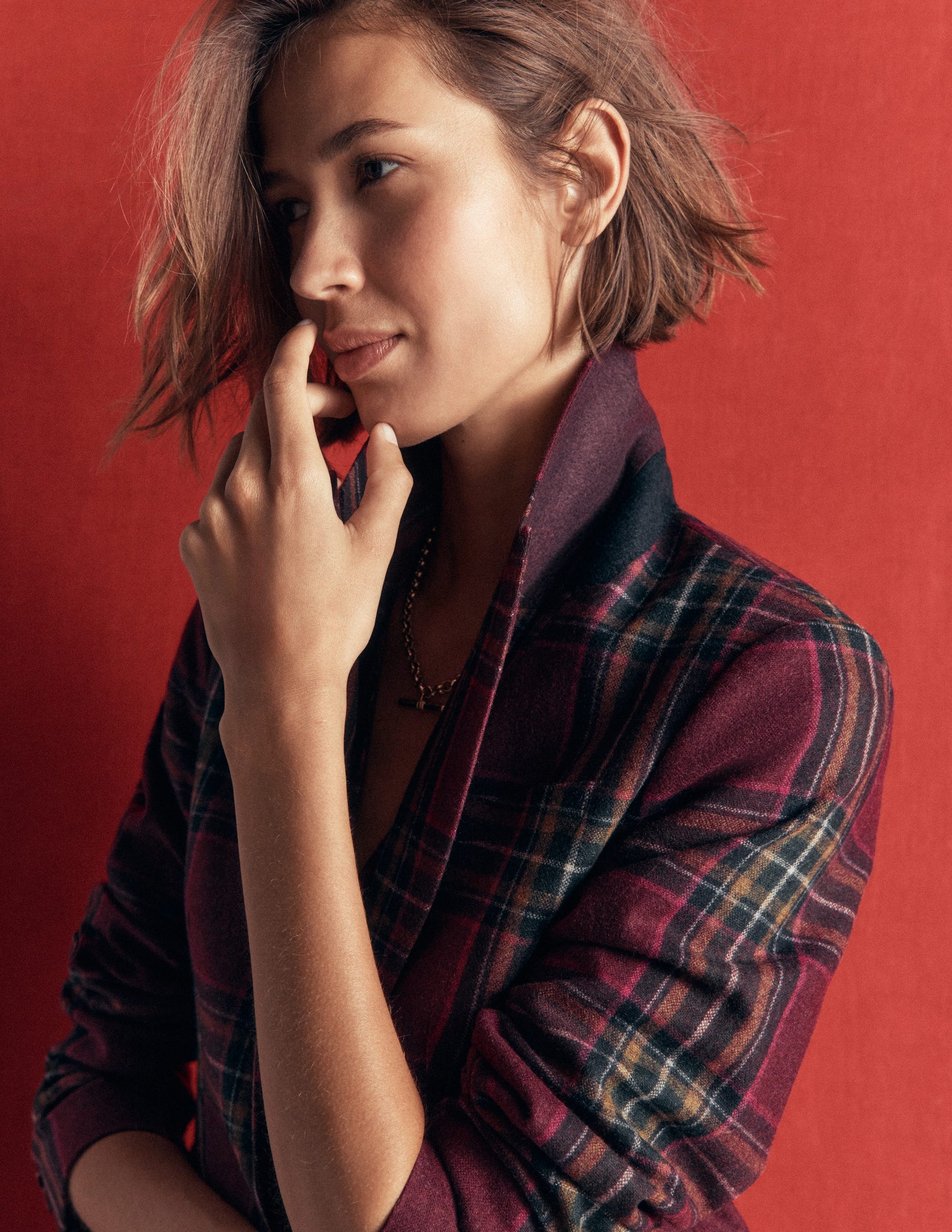 Stamford Wool Blazer-Maroon And Olive Check-4