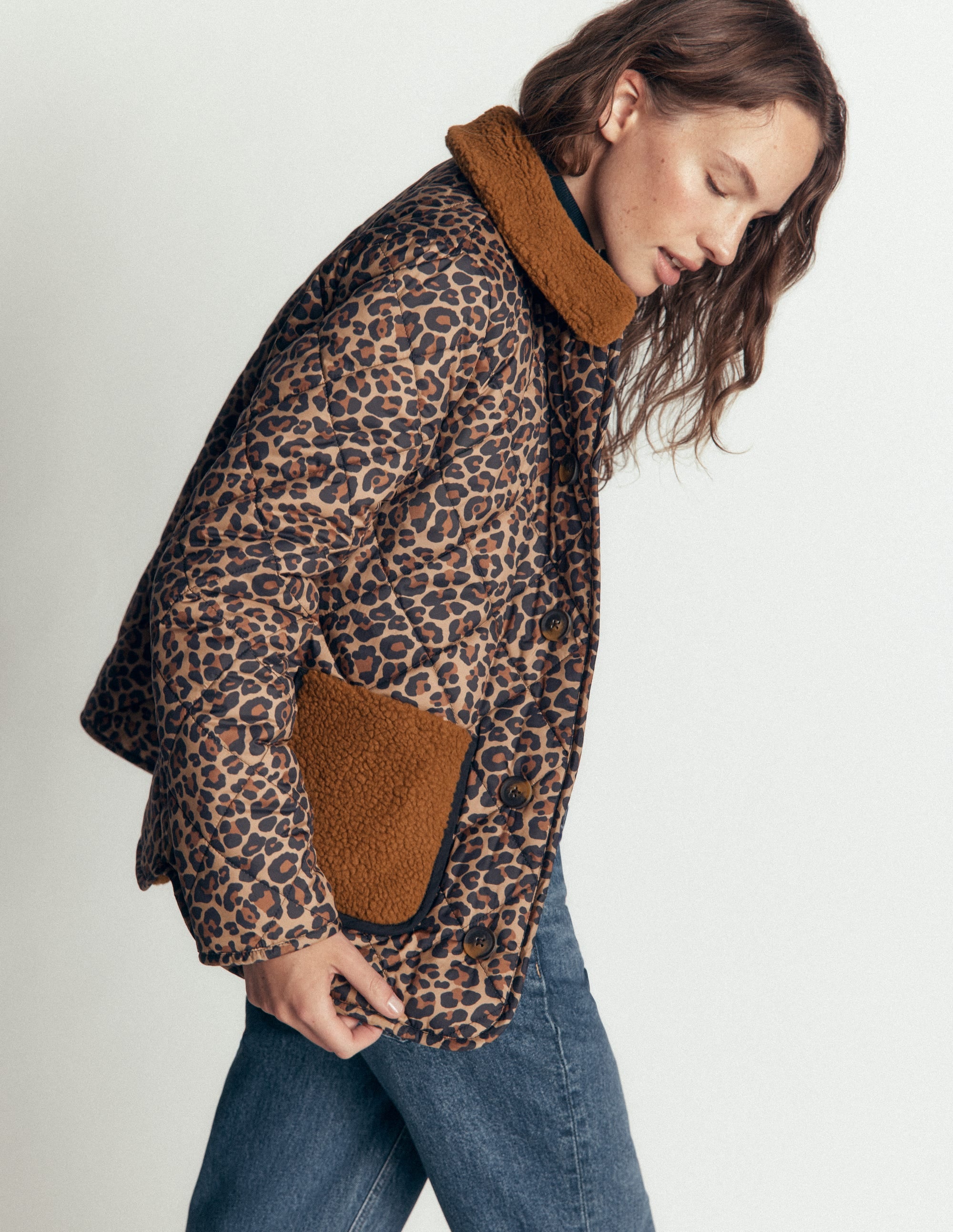Wendbarer Mantel aus Teddyfell-Mix-Mohair, Leopardenmuster - Image 1