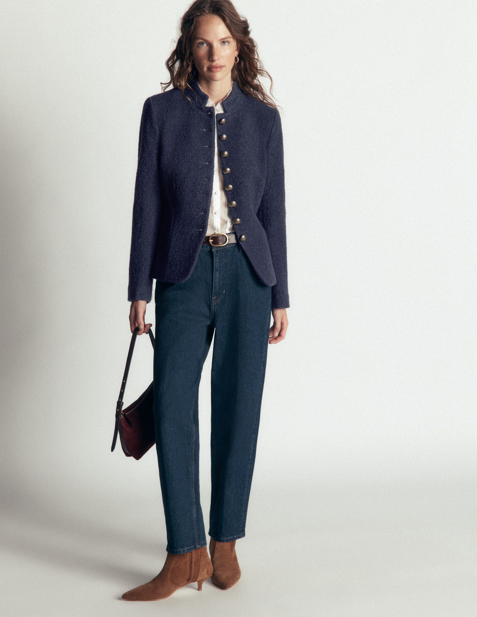 Hereford Jacke aus gekochter Wolle-Marineblau-6