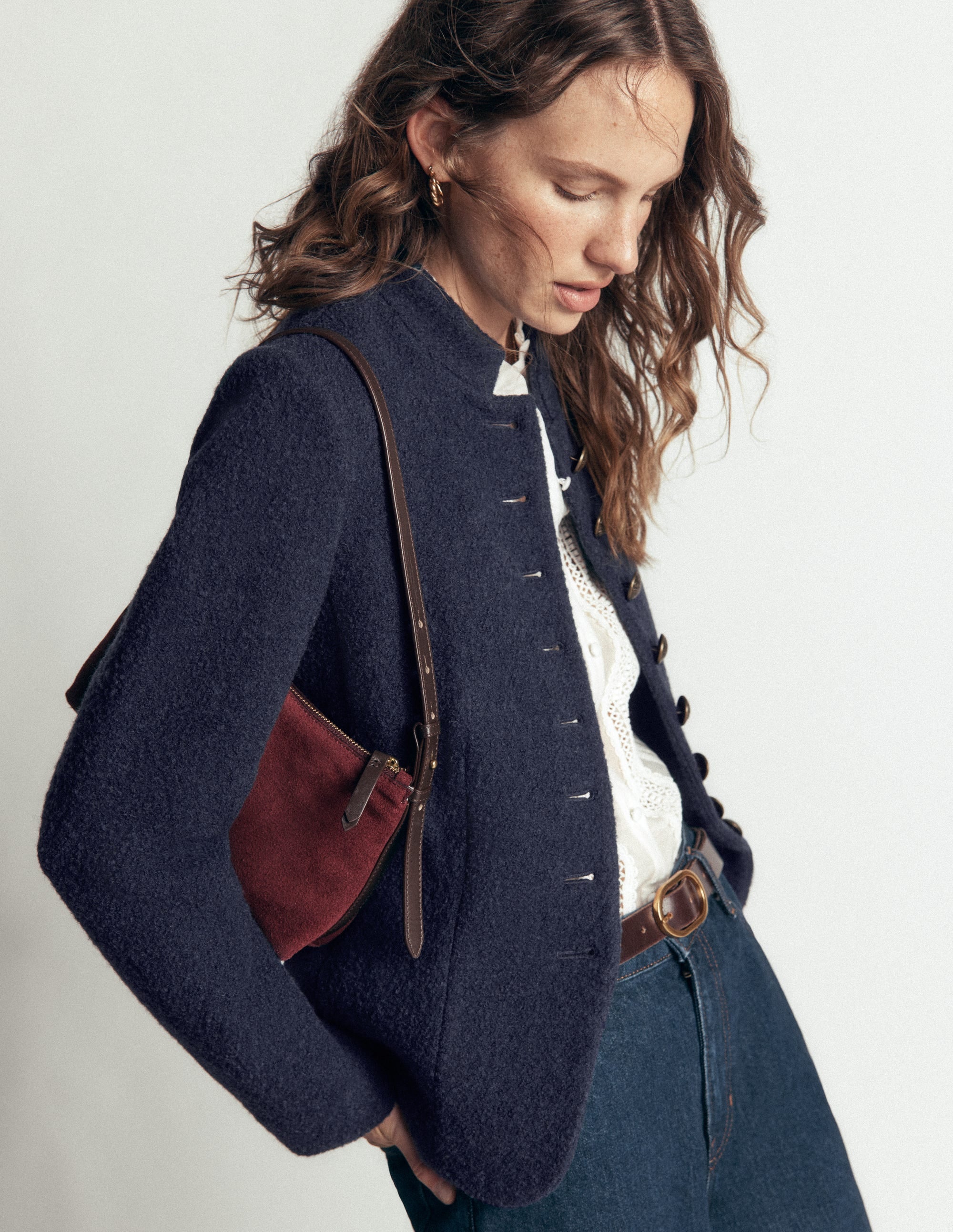 Hereford Jacke aus gekochter Wolle-Marineblau - Image 7