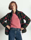 Alnwick Teddyfelljacke-Olivgrün, Marineblau und Rot Kariert