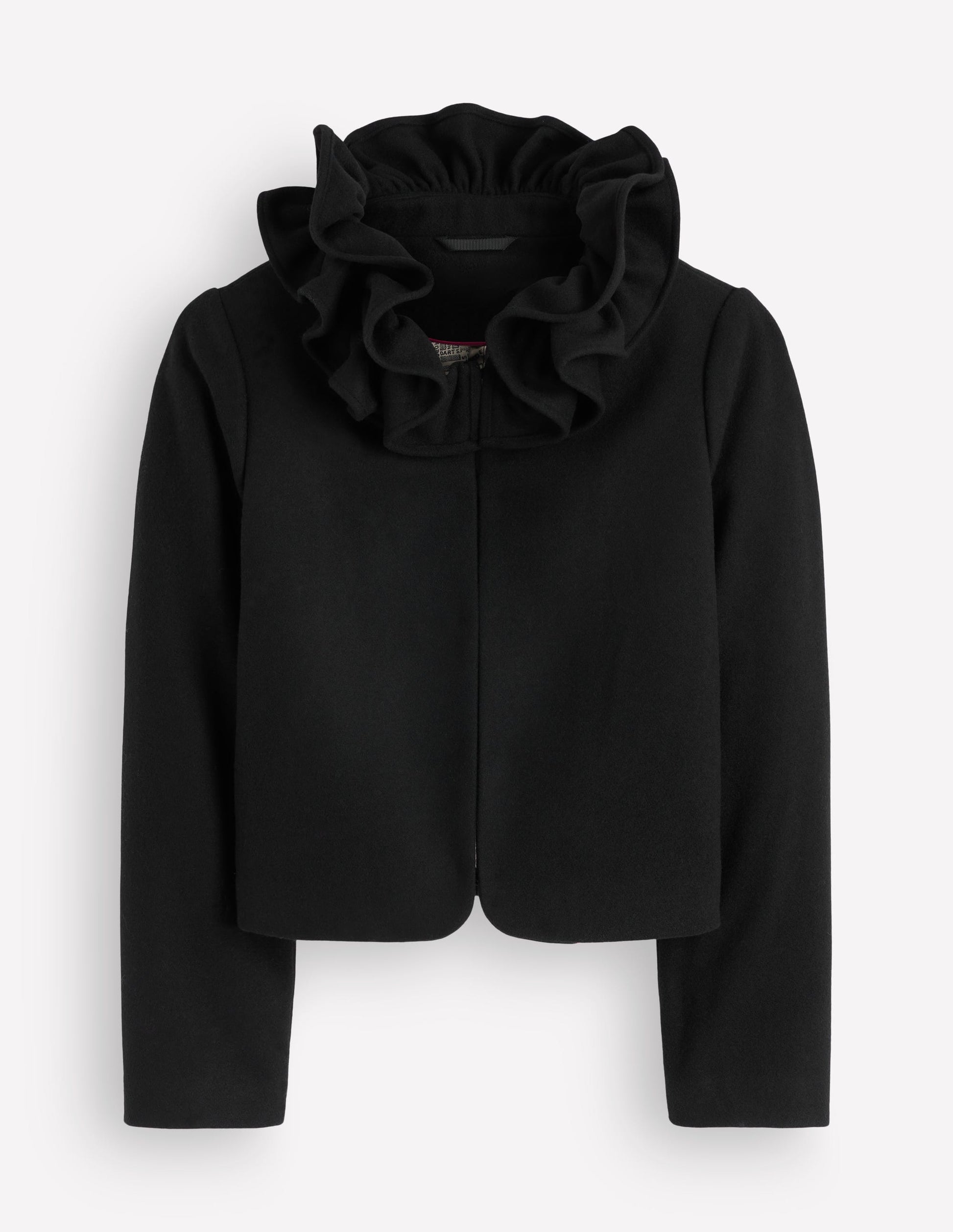 Wolljacke mit Rüschenkragen-Schwarz-7