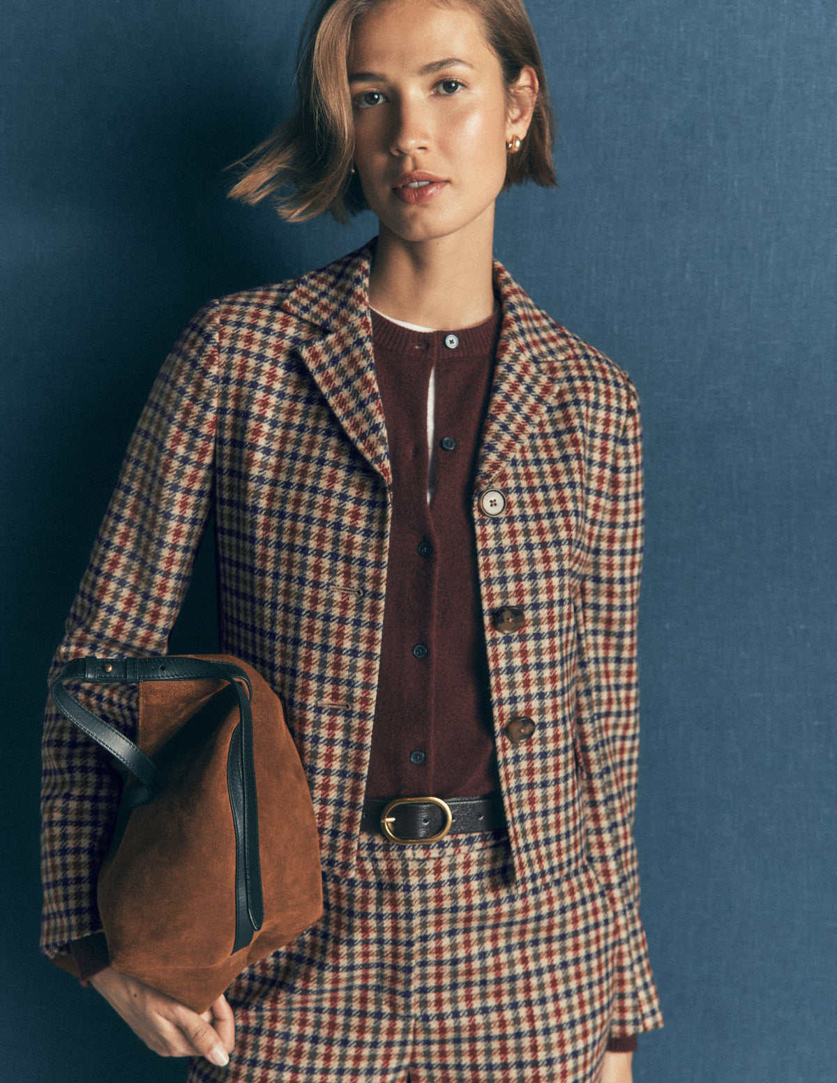 Dartmouth Wool Blend Blazer-Ivory, Blue and Maroon Check-3
