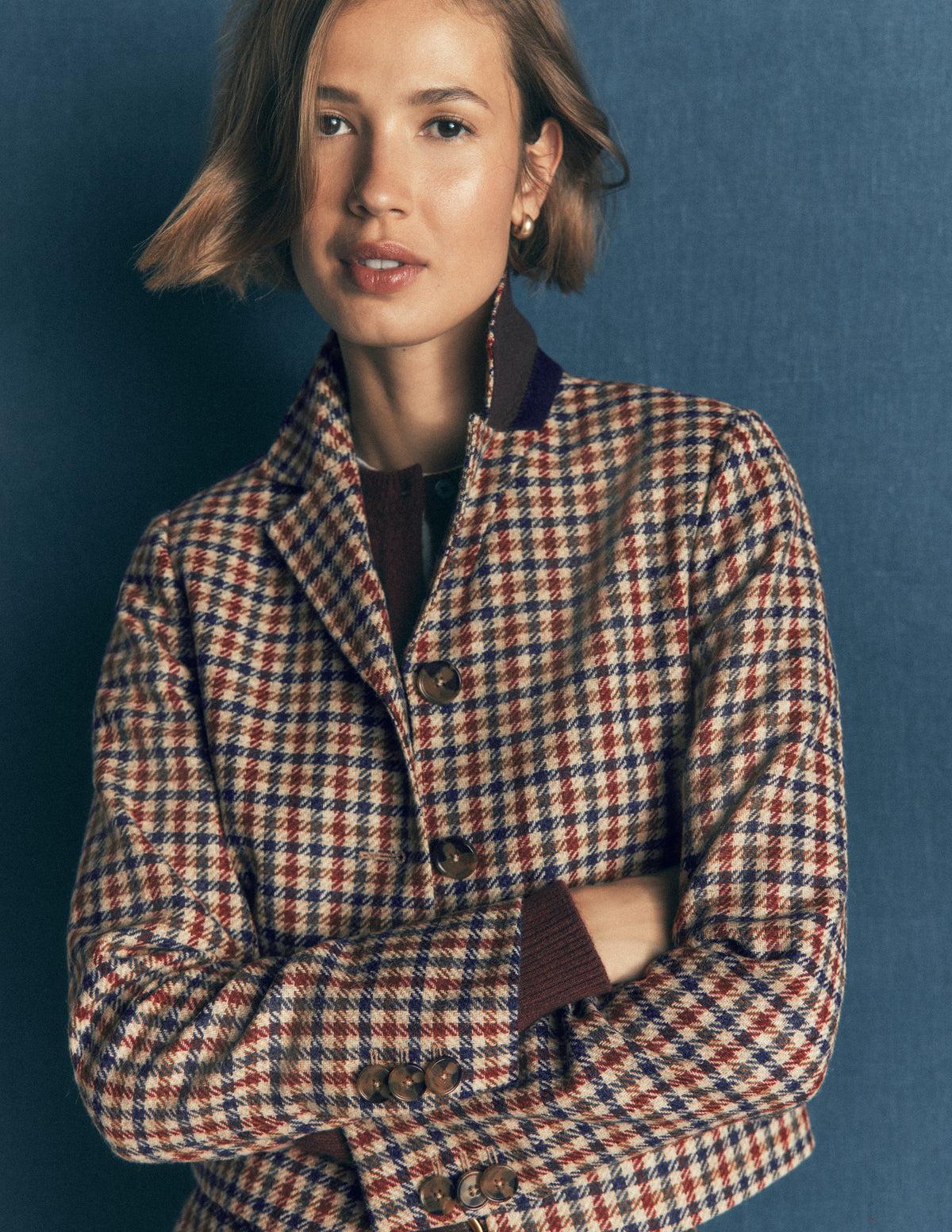 Dartmouth Wool Blend Blazer-Ivory, Blue and Maroon Check-4