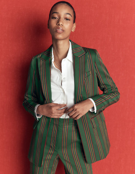 Woodbridge Klassisch geschneiderter Blazer-Grün, Schuluniform Streifen