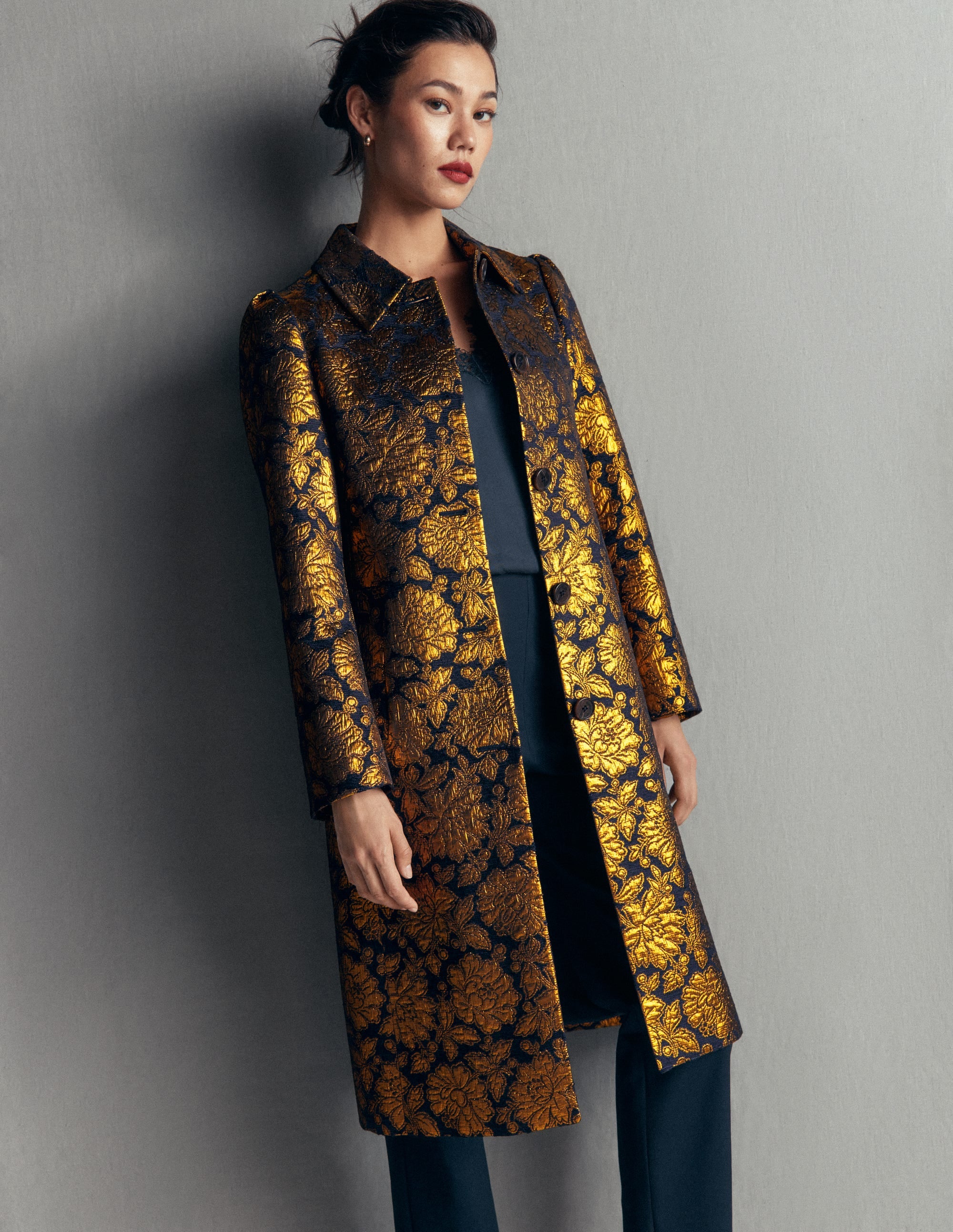 Aylesford Jacquard-Mantel-Gold Blumenmuster Jacquard - Image 2