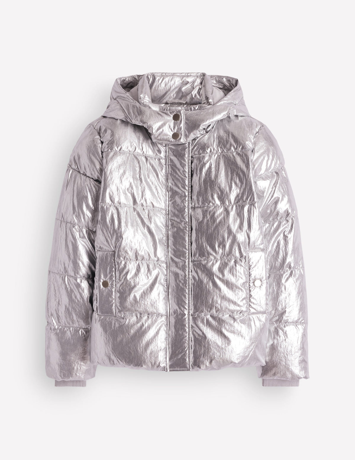 Kurze wattierte Jacke-Silber-6