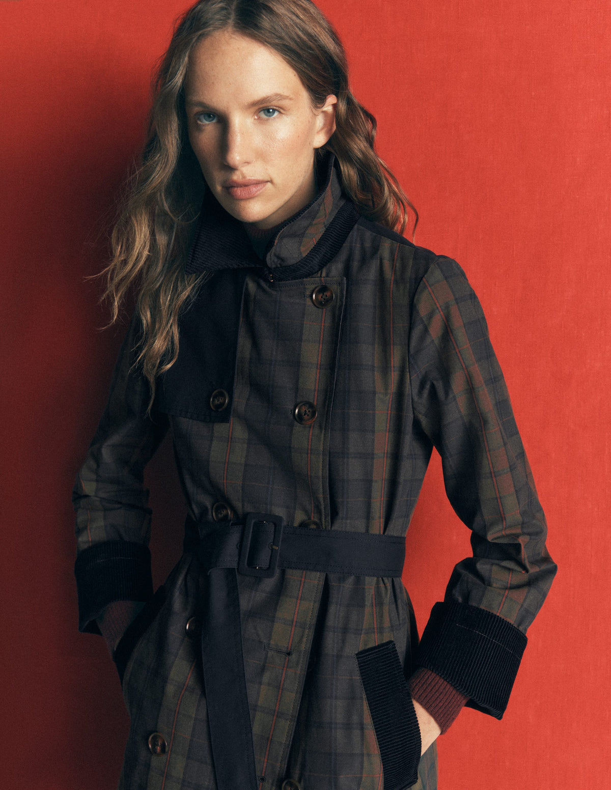 Wax Trench Coat-Olive and Camel Wax Check-2