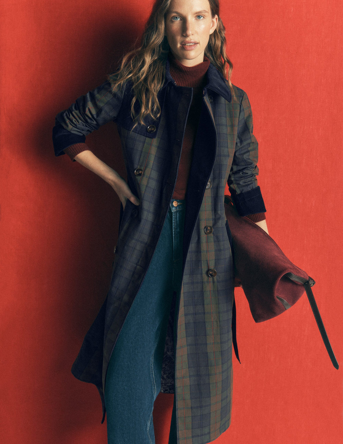 Wax Trench Coat-Olive and Camel Wax Check-4