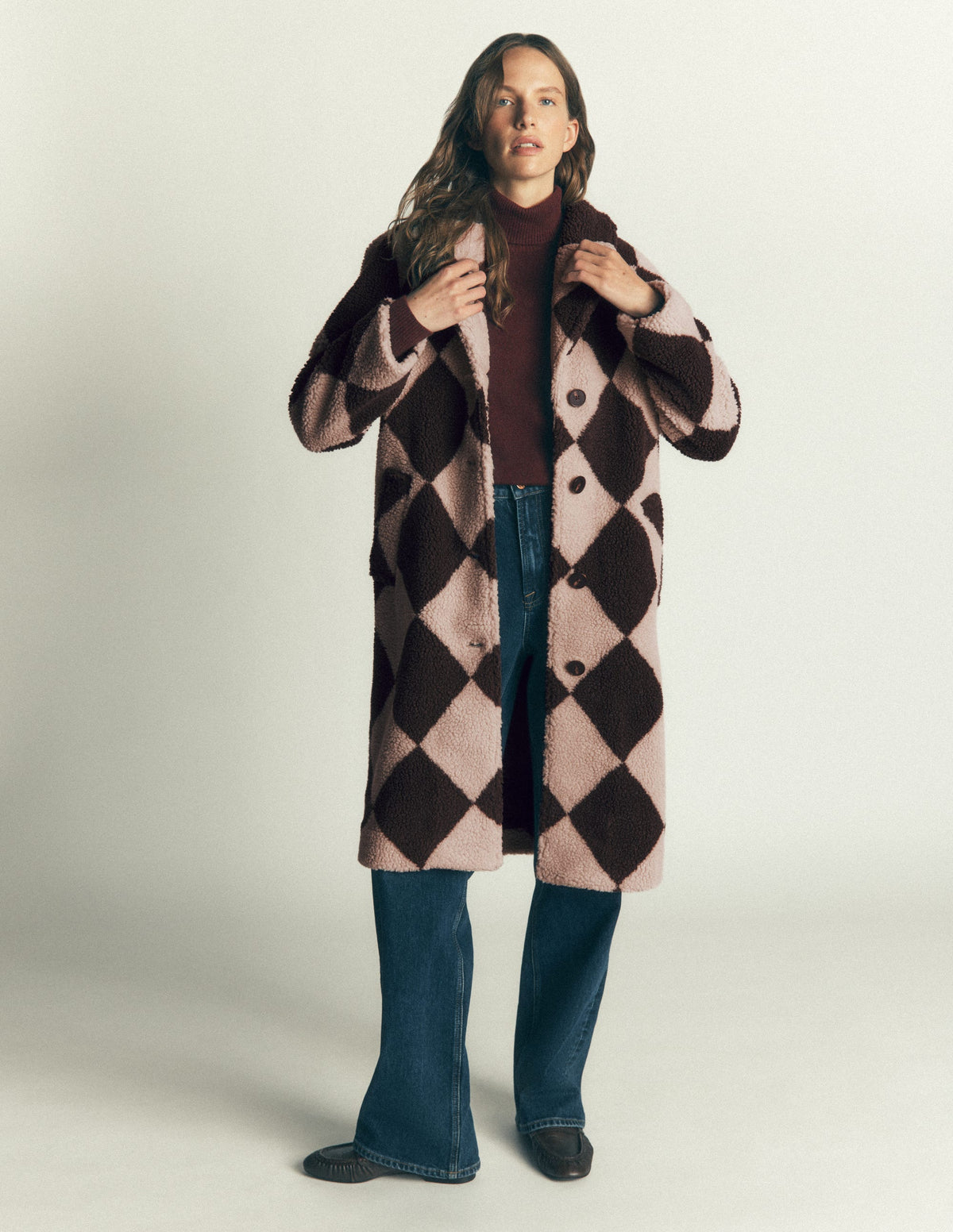 Manteau Cotswold en borg-Motif argyle borg géant vison et marron - Image 2