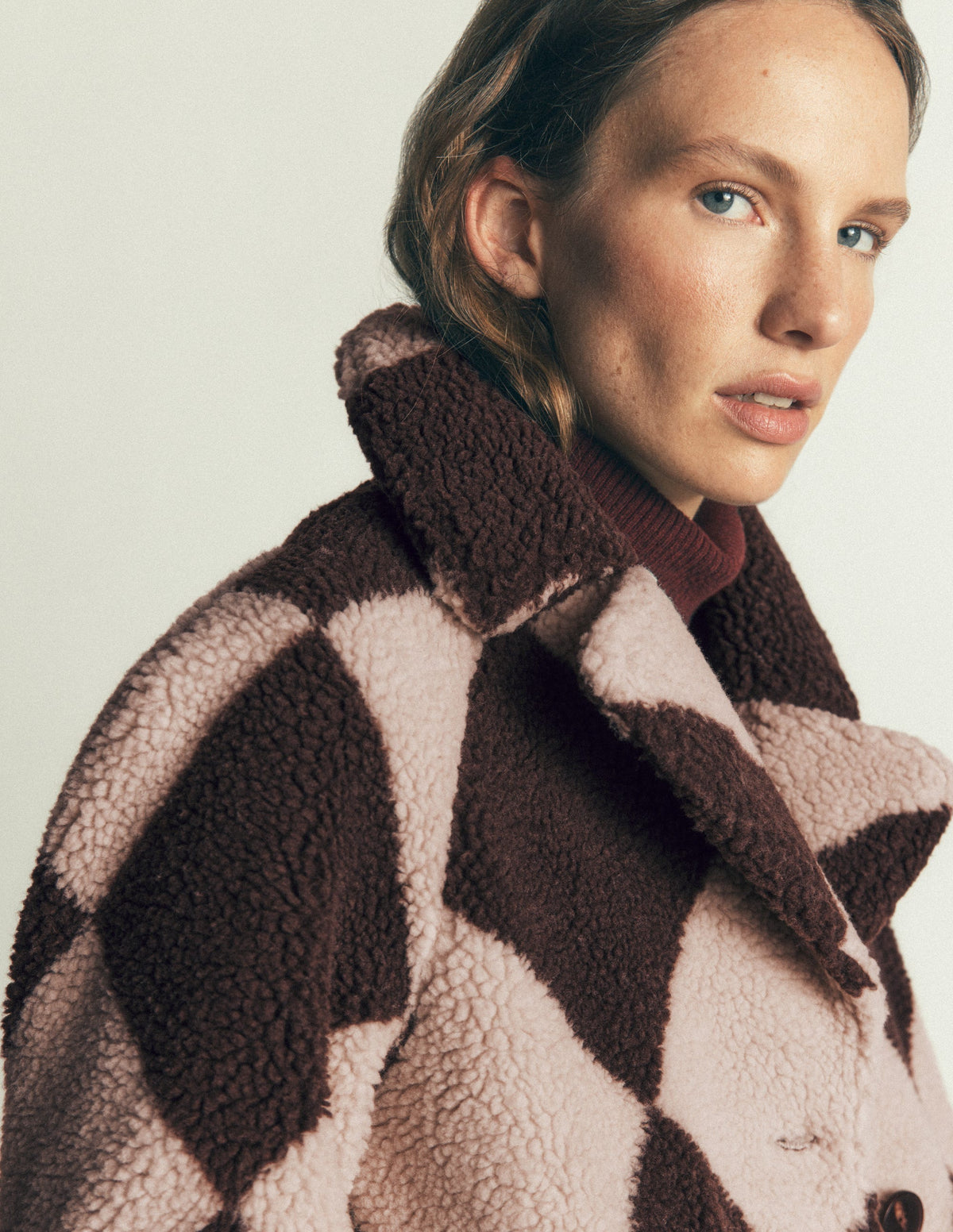 Manteau Cotswold en borg-Motif argyle borg géant vison et marron - Image 3