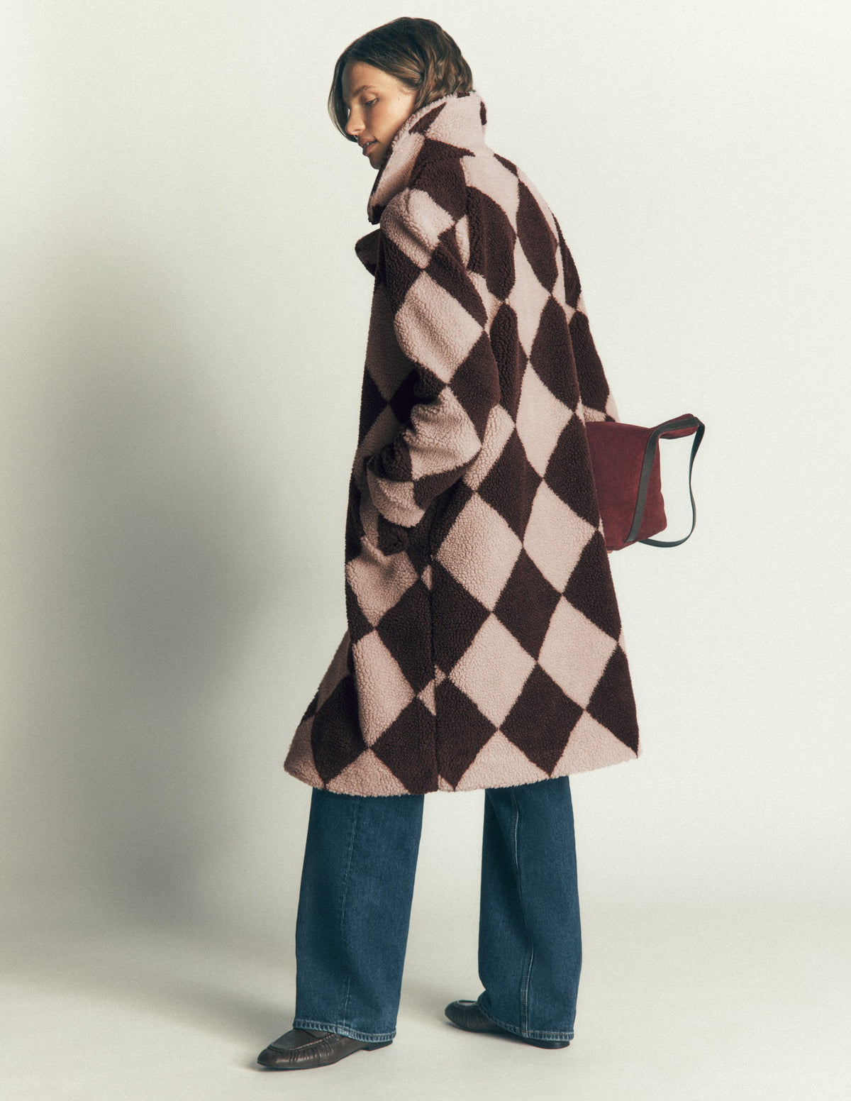 Manteau Cotswold en borg-Motif argyle borg géant vison et marron - Image 4