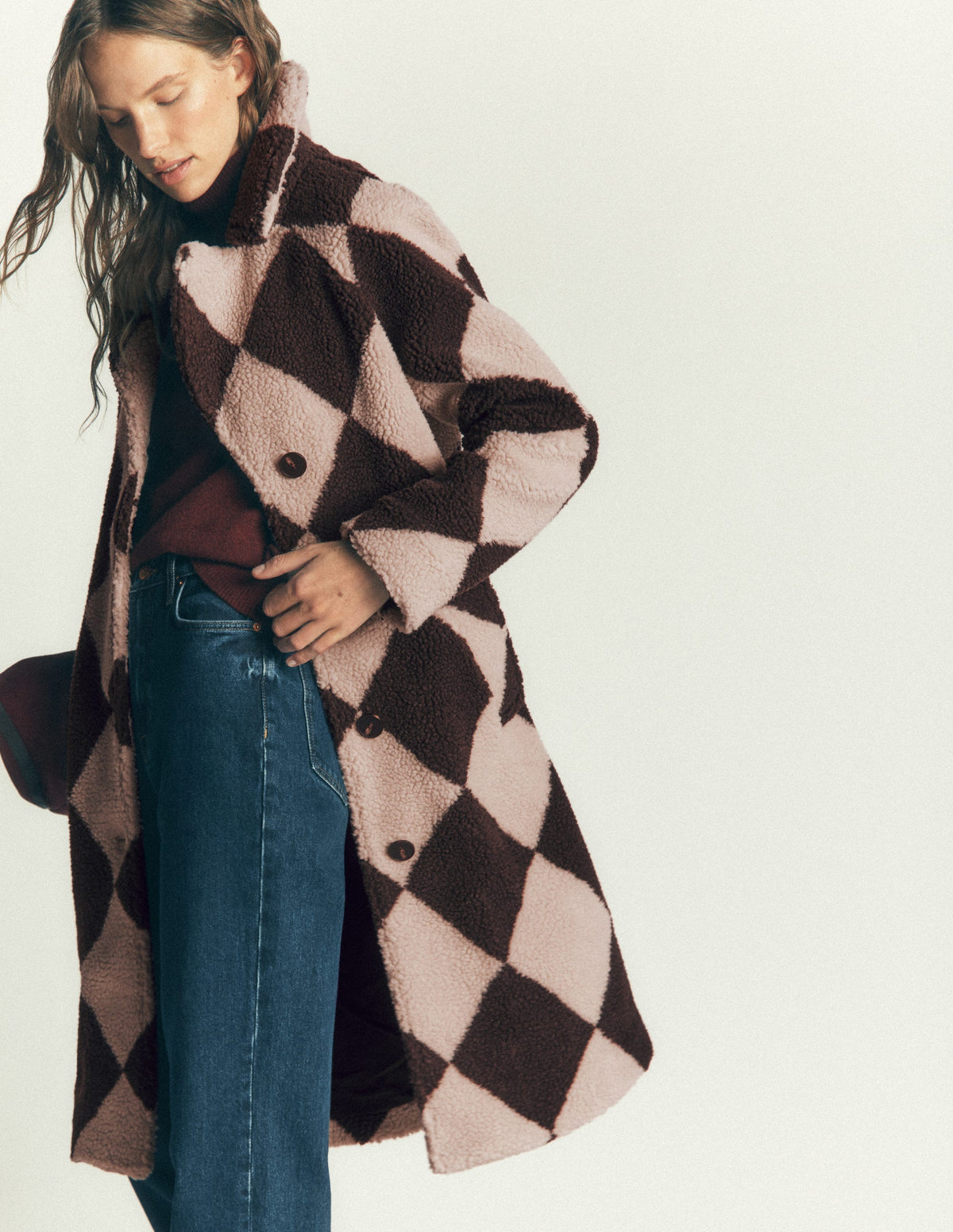 Manteau Cotswold en borg-Motif argyle borg géant vison et marron-6